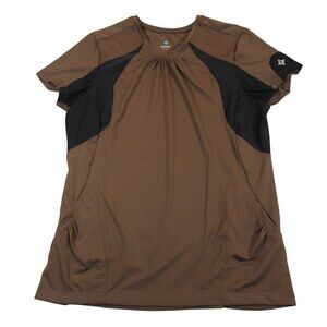 Specialized Womens T Shirt L Brown Stretch Polyester Spandex Pocket Short Sleeve